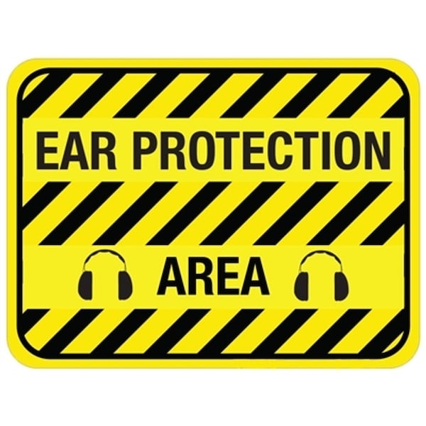 Ear Protection Area - Floor Sign 16in Diameter Non Slip Floor Sign
